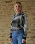 luxury rib tee in black and grey stripes