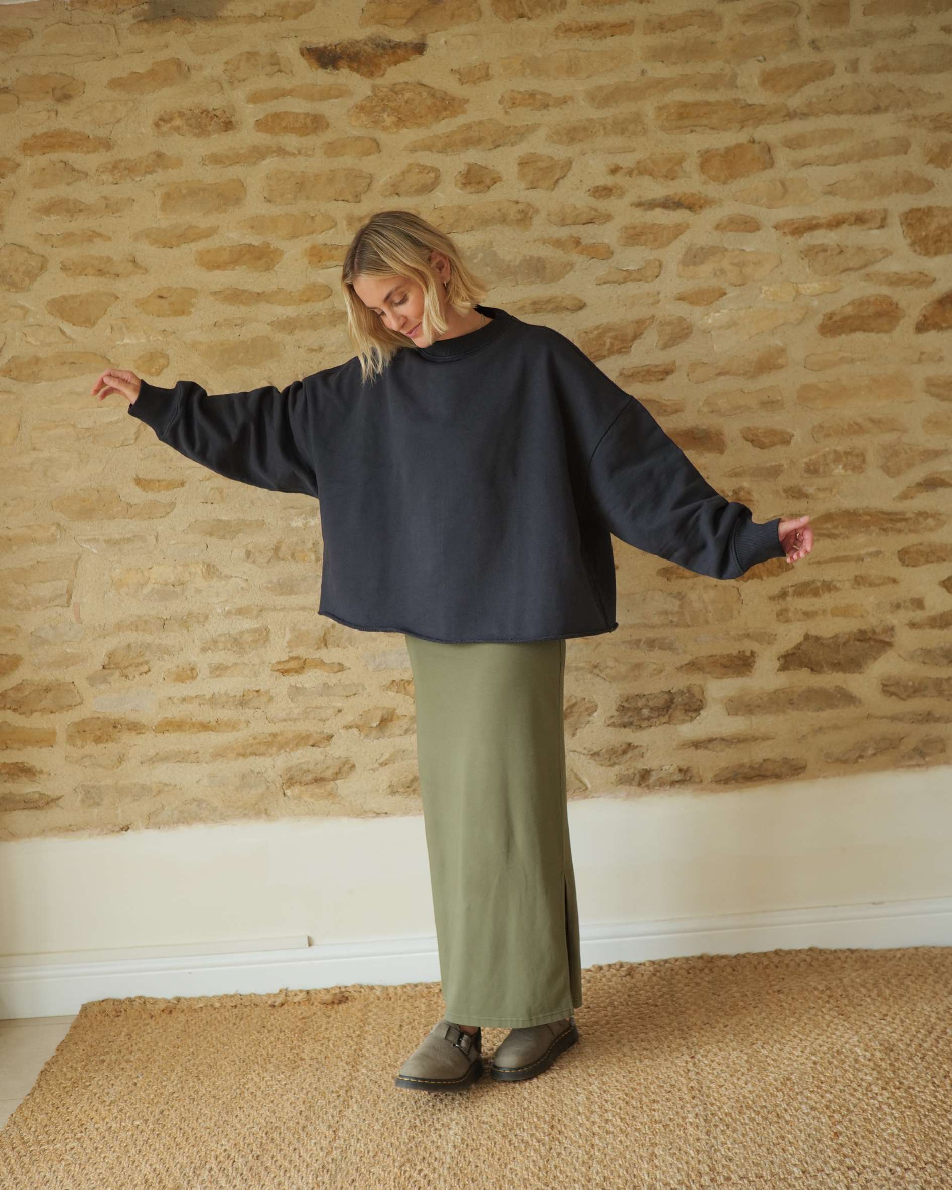 Claire Organic Cotton Dark Olive Skirt