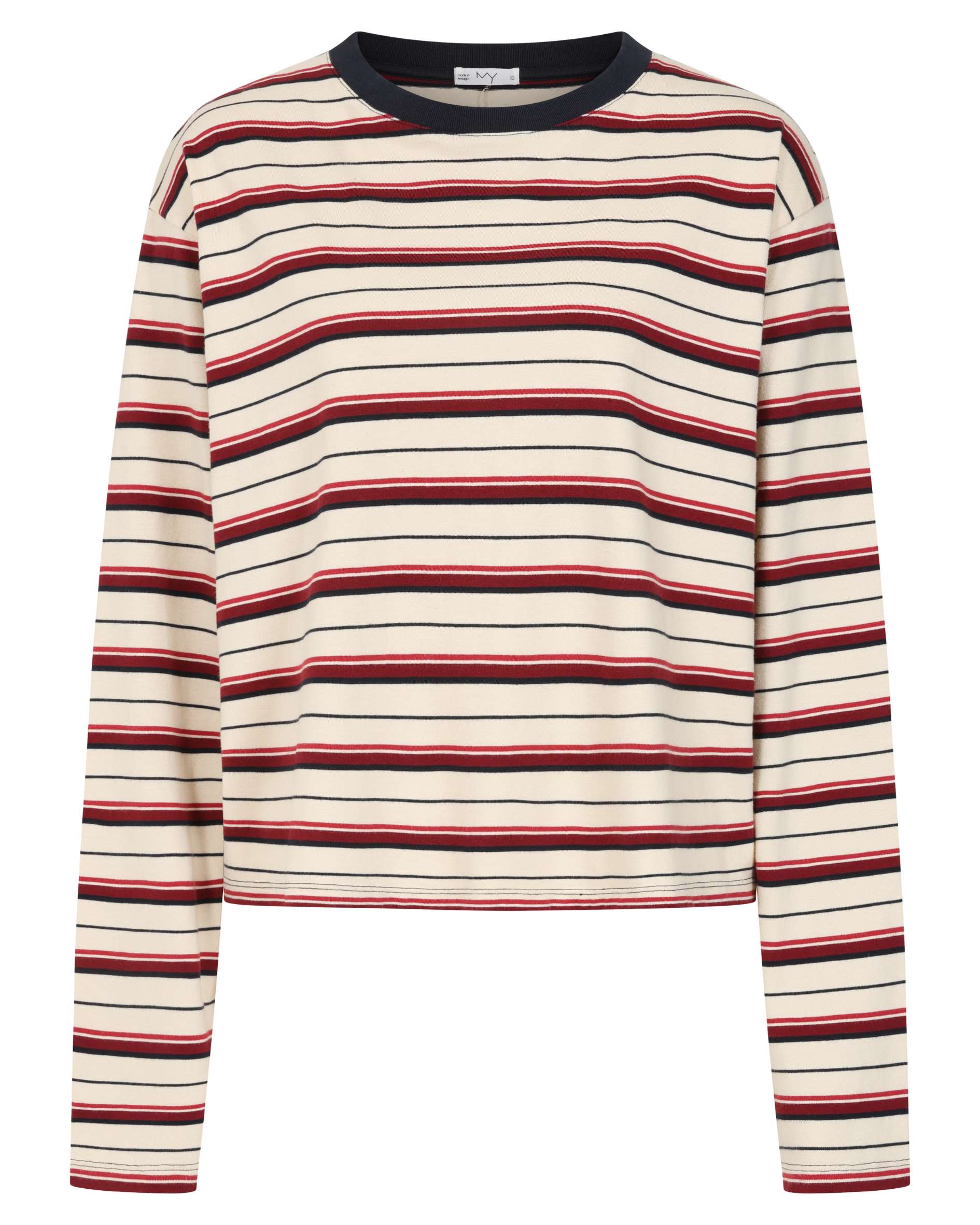 cropped t shirt in multi stripe