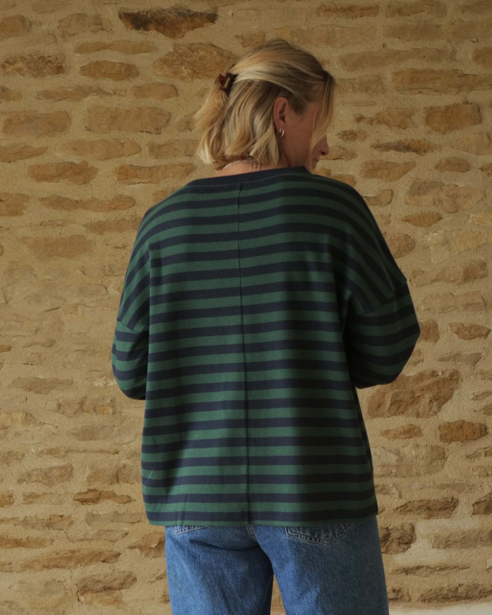 navy_blue_and_green_stripe_tee_for_women