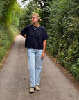 navy blue t shirt in organic cotton