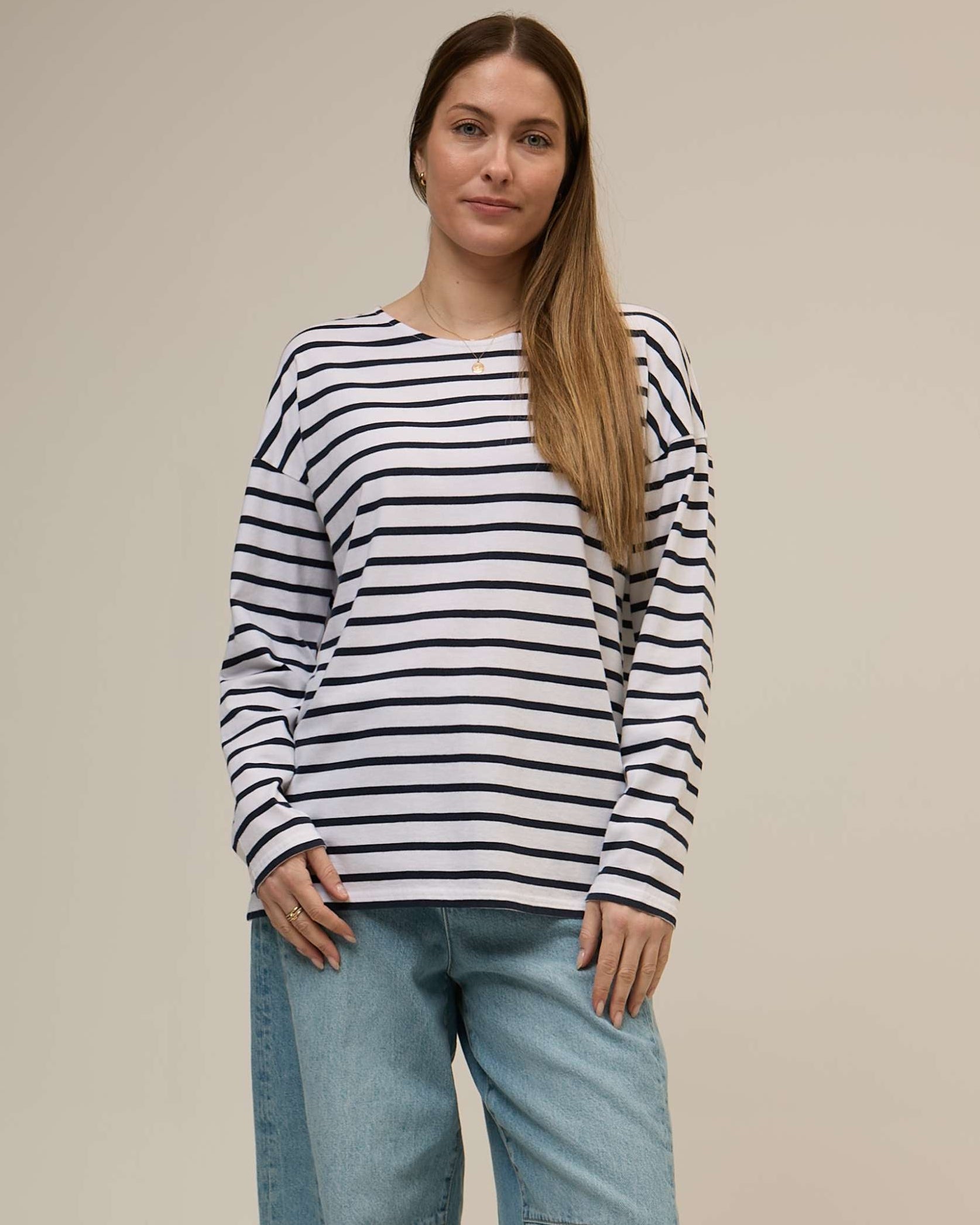 navy breton t shirt in organic cotton