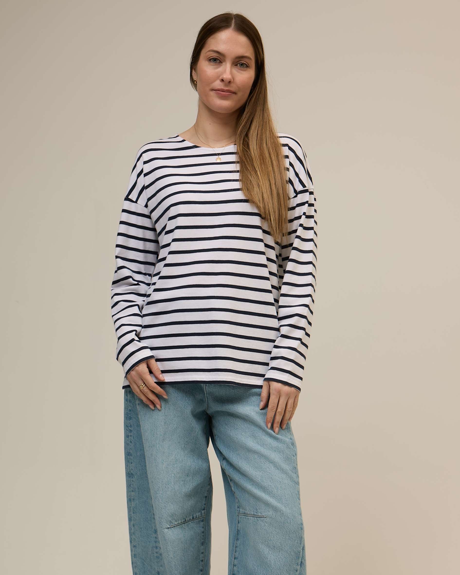 navy breton t shirt in organic cotton
