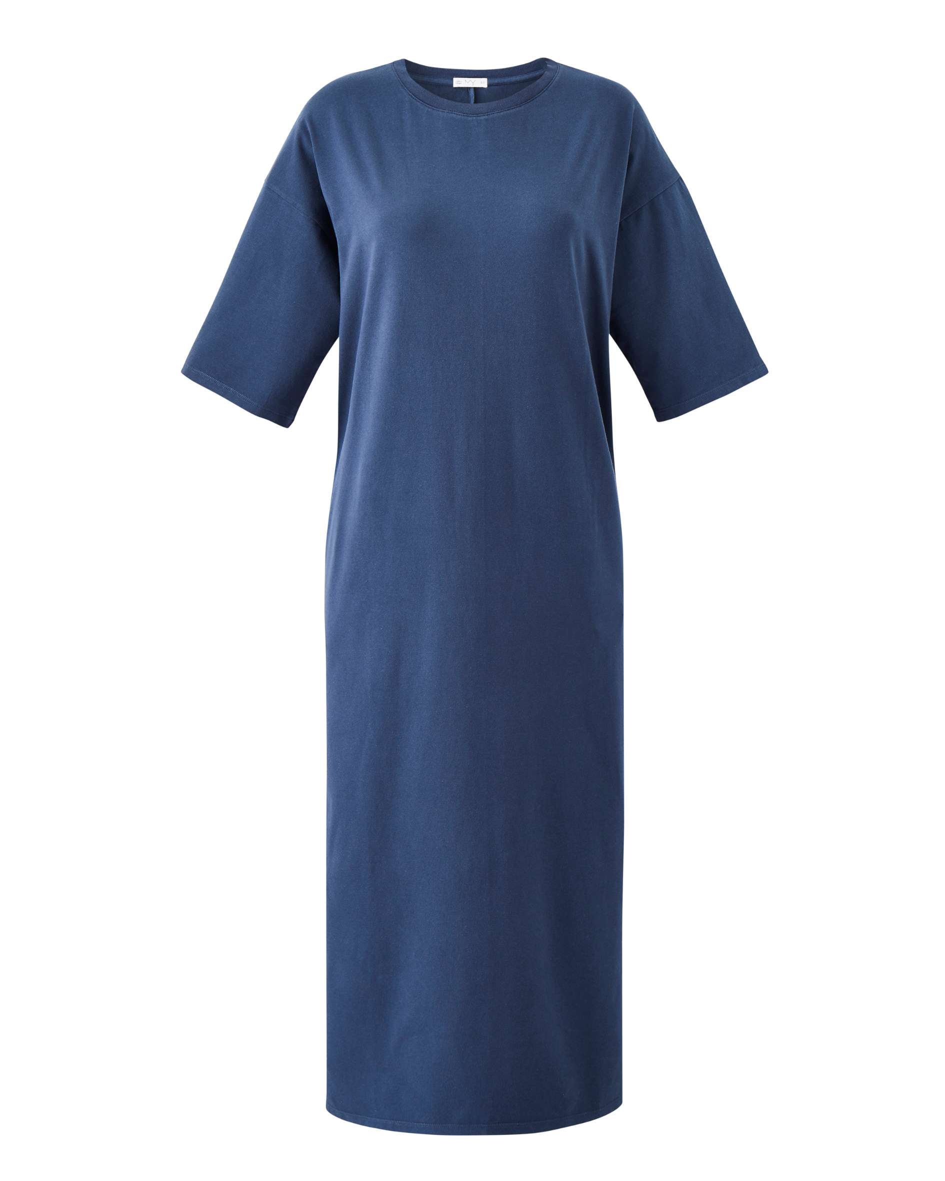 Megan Women's Organic Cotton Crew Neck T-Shirt Dress Navy | Ivy Clothing Megan Women's Organic Cotton Crew Neck T-Shirt Dress Navy | Ivy Clothing