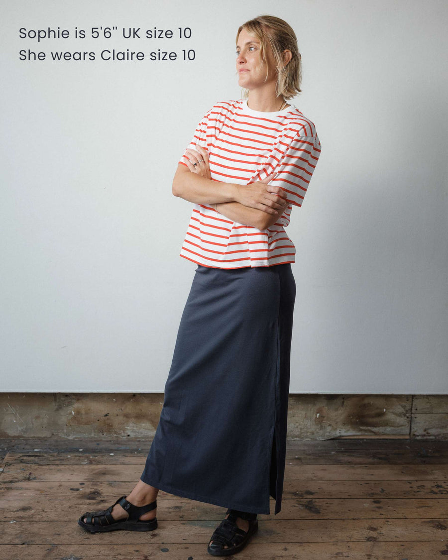 navy blue cotton skirt for women