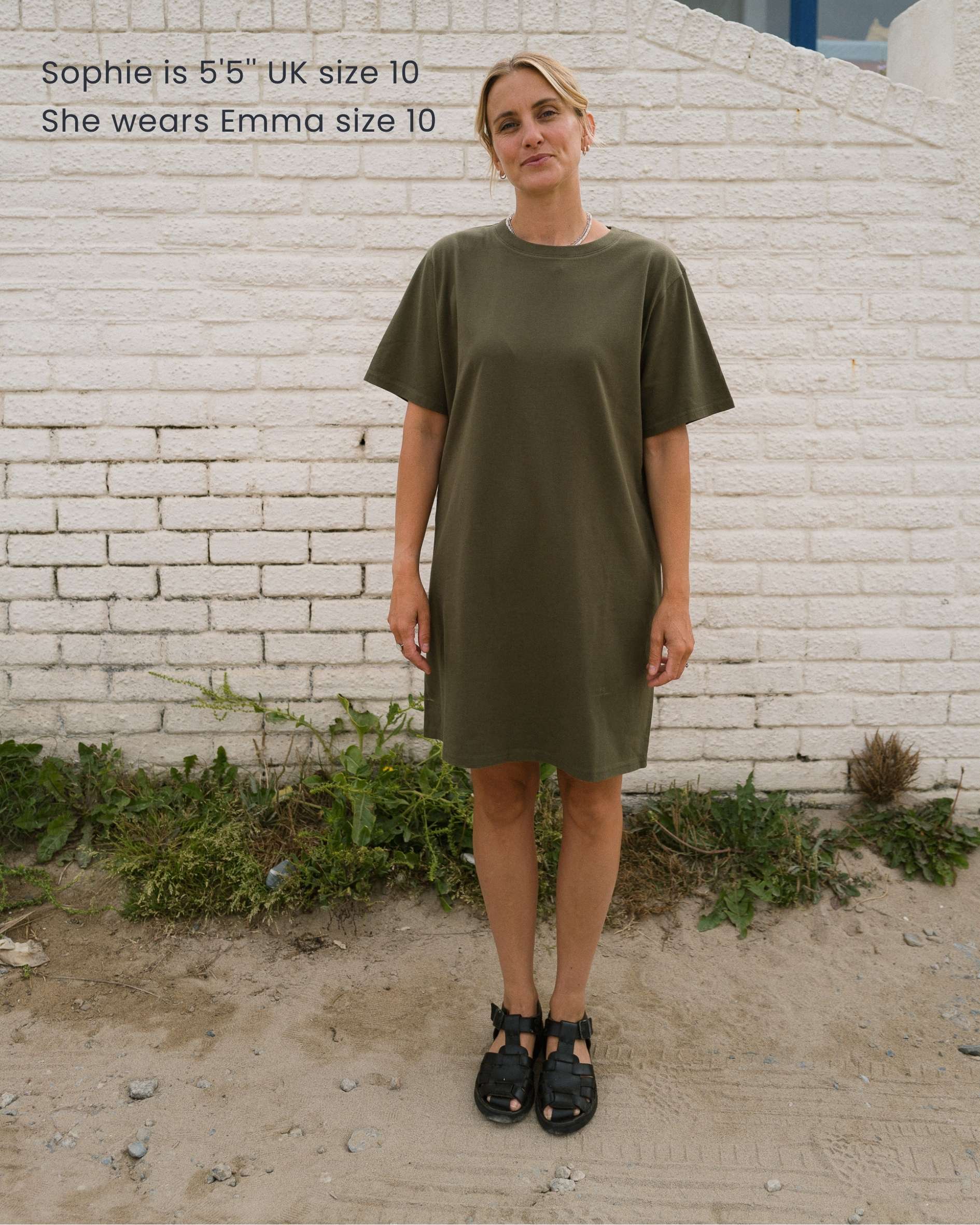 Emma Organic Cotton Olive T-Shirt Dress