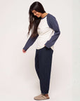 organic cotton_baseball_long_t shirt_navy ecru crew