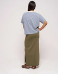 organic cotton blue ecru stripe boxy t-shirt