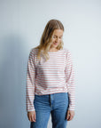 long sleeved pink stripe t shirt