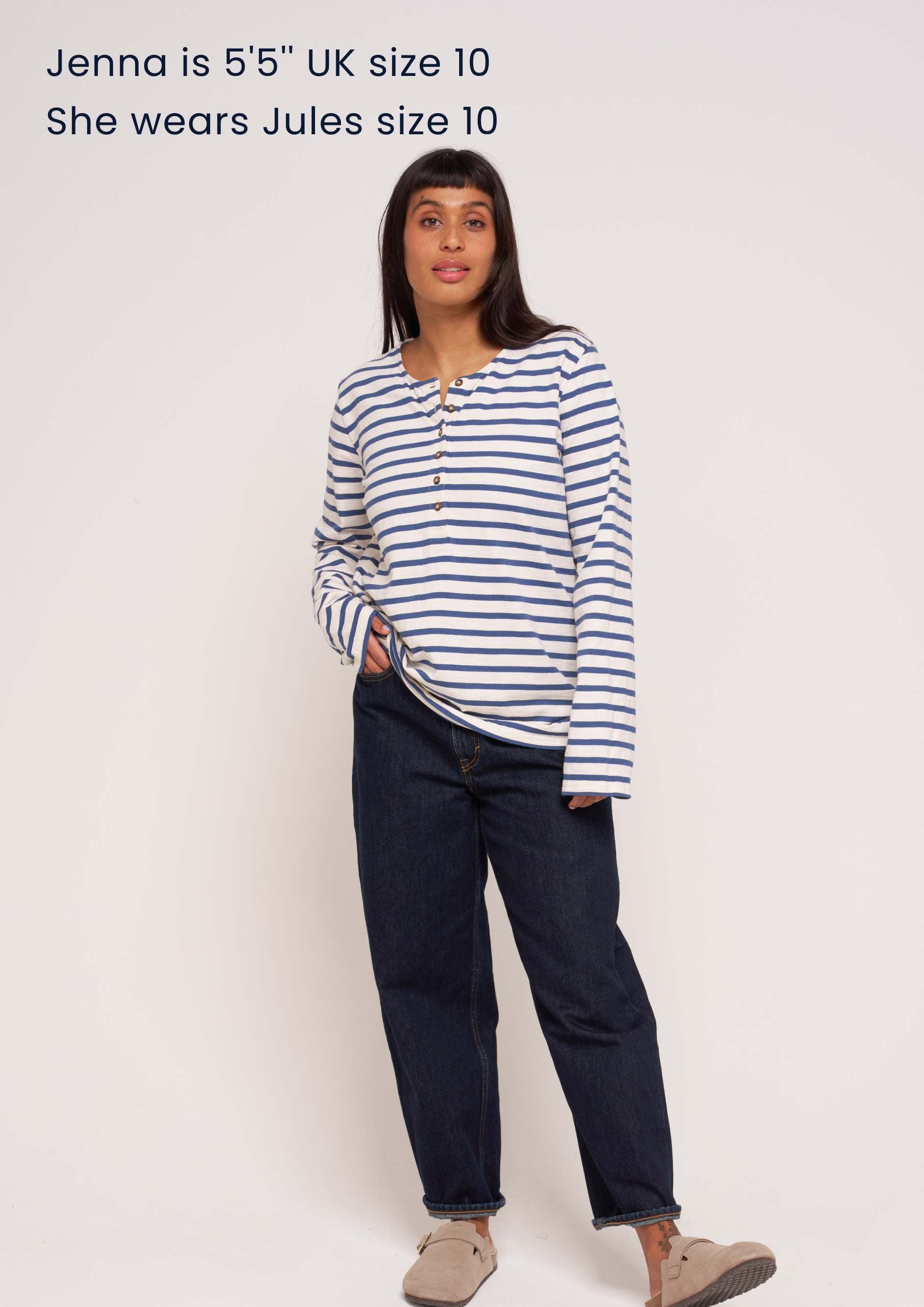 Jules Midweight Slub Organic Cotton Airforce Breton Henley