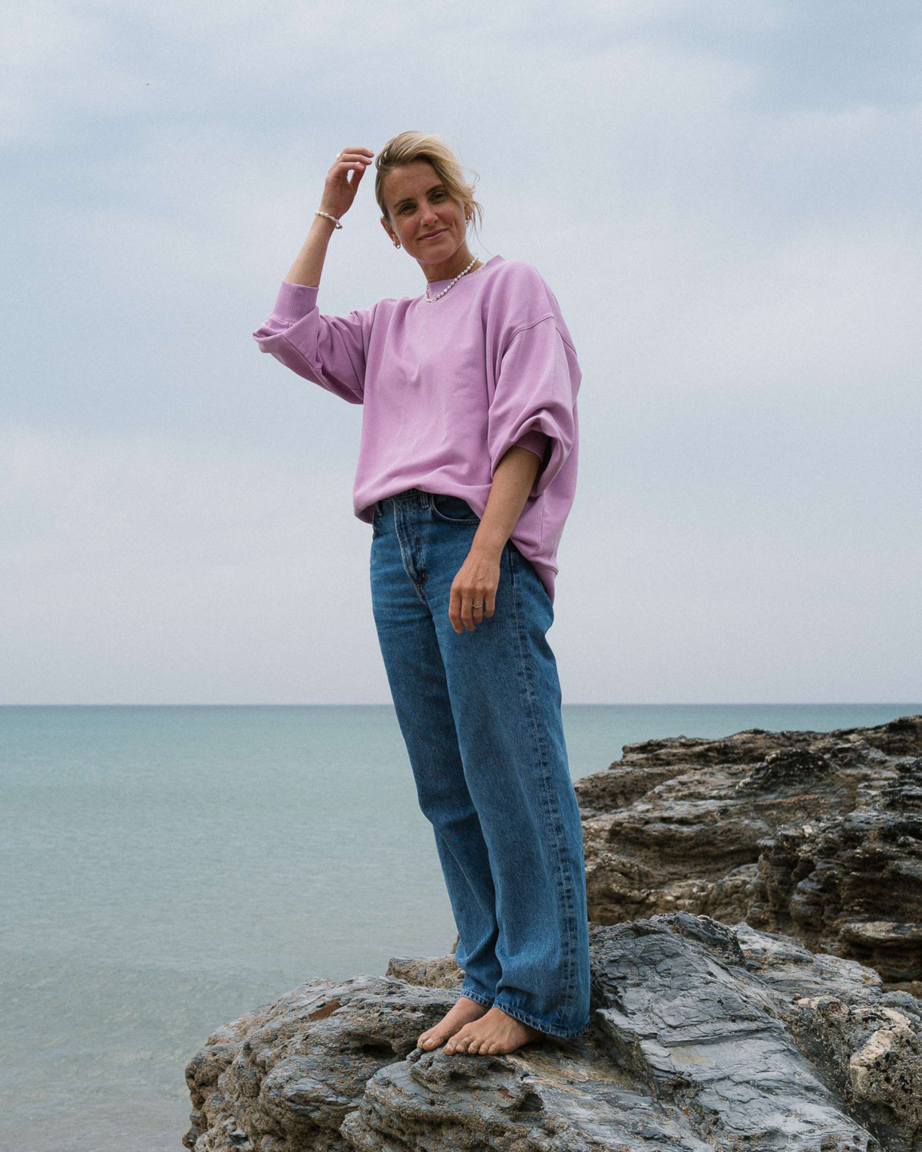 Connie Authentic Oversized Organic Cotton Violet Sweatshirt