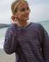 organic cotton maya long sleeve red navy stripe t-shirt