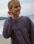 organic cotton maya long sleeve red navy stripe t-shirt