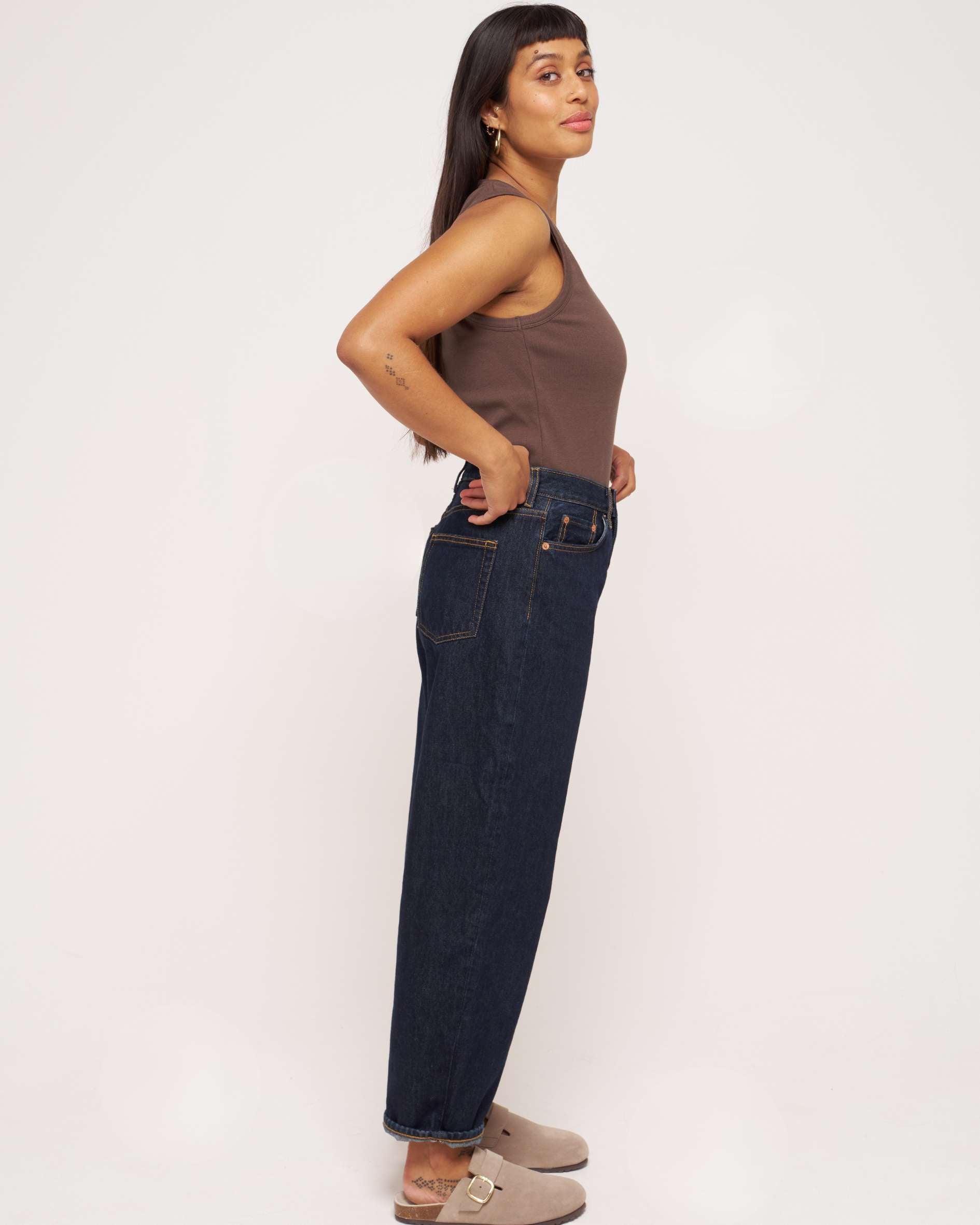 organic cotton mocha ribbed vest top