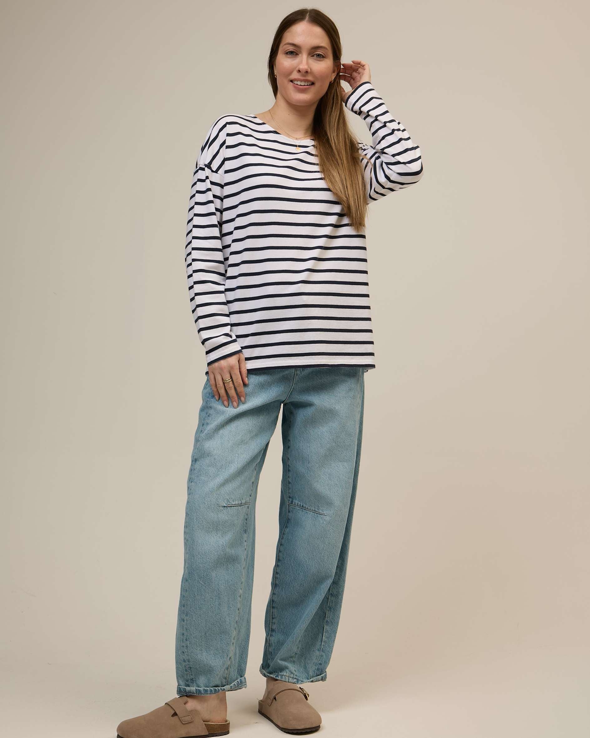 navy breton t shirt in organic cotton