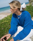 organic cotton oversized cobalt blue sweatshirt