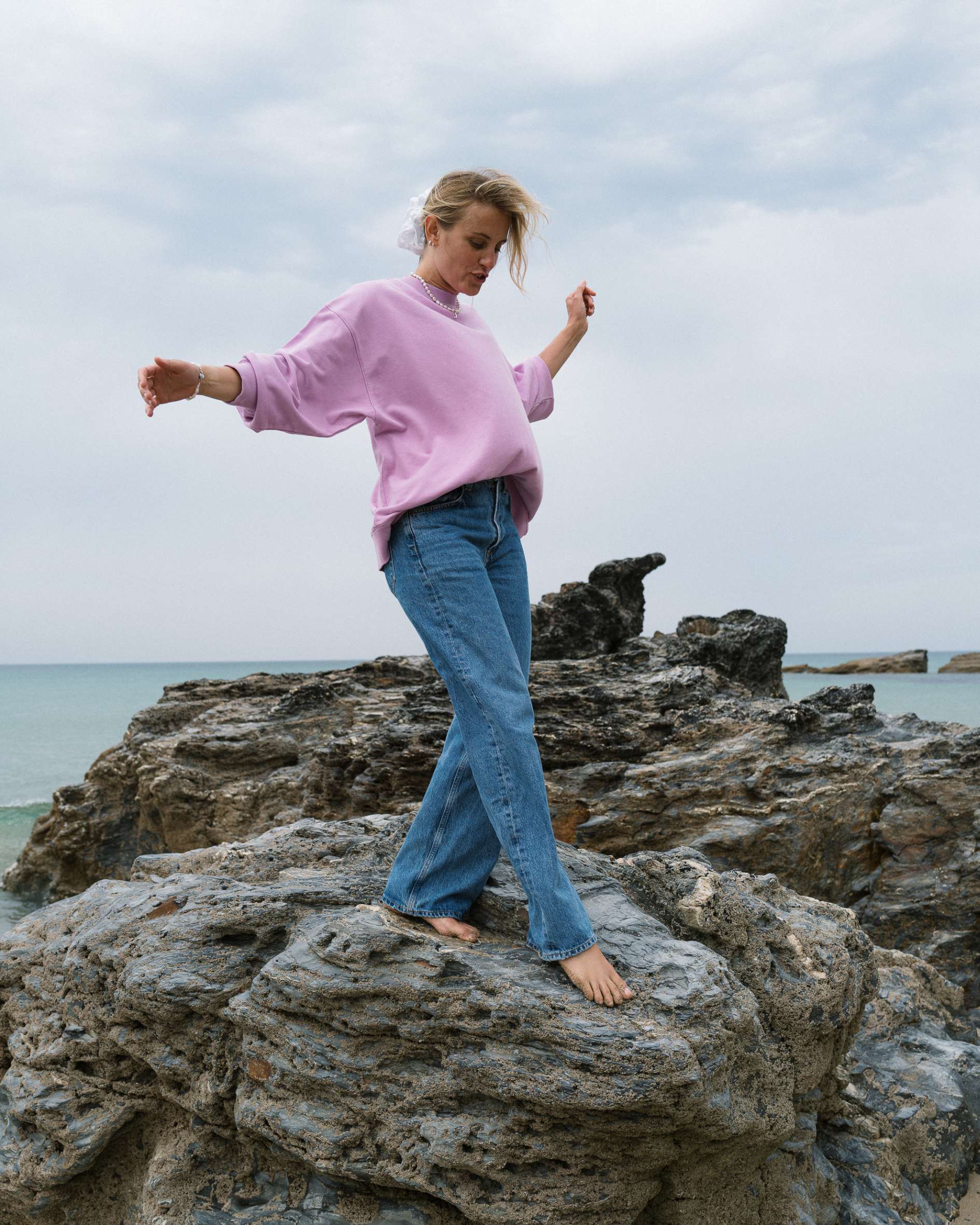 Connie Authentic Oversized Organic Cotton Violet Sweatshirt