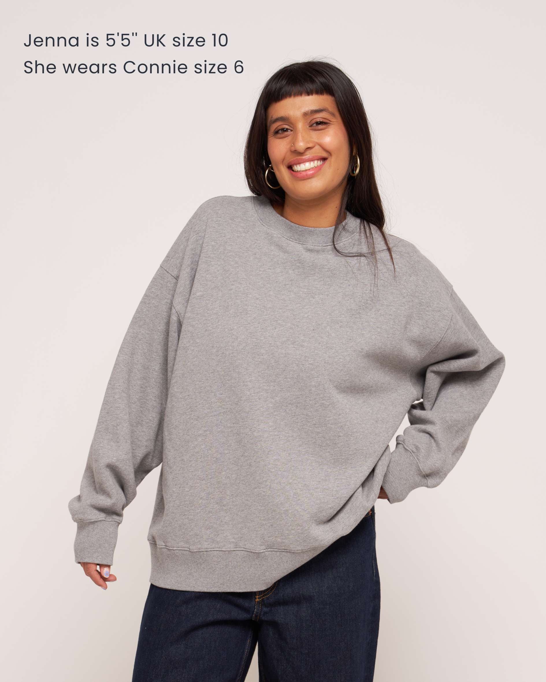 Connie Authentic Oversized Organic Cotton Grey Marl Sweatshirt