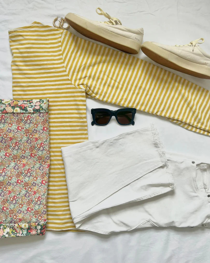 Sadie Midweight Slub Organic Cotton Ochre Stripe T-Shirt