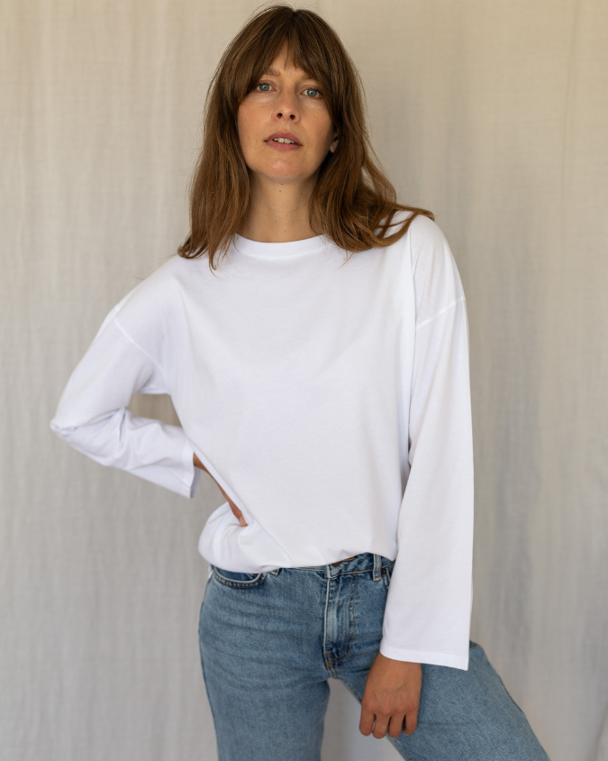 crew neck white tee