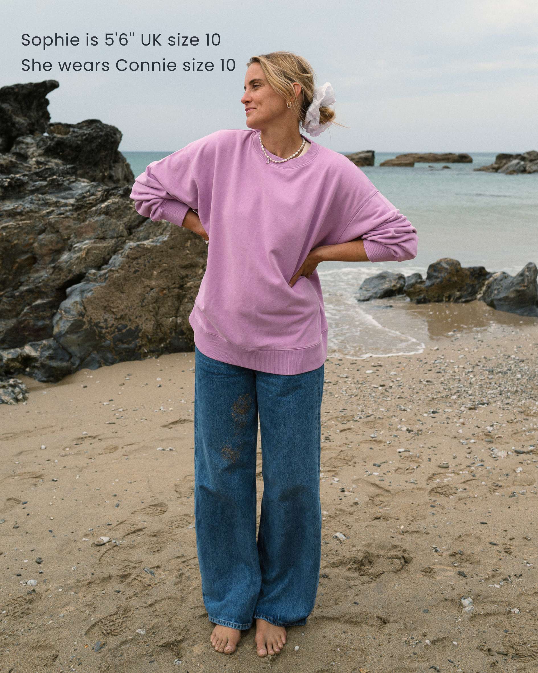 Connie Authentic Oversized Organic Cotton Violet Sweatshirt