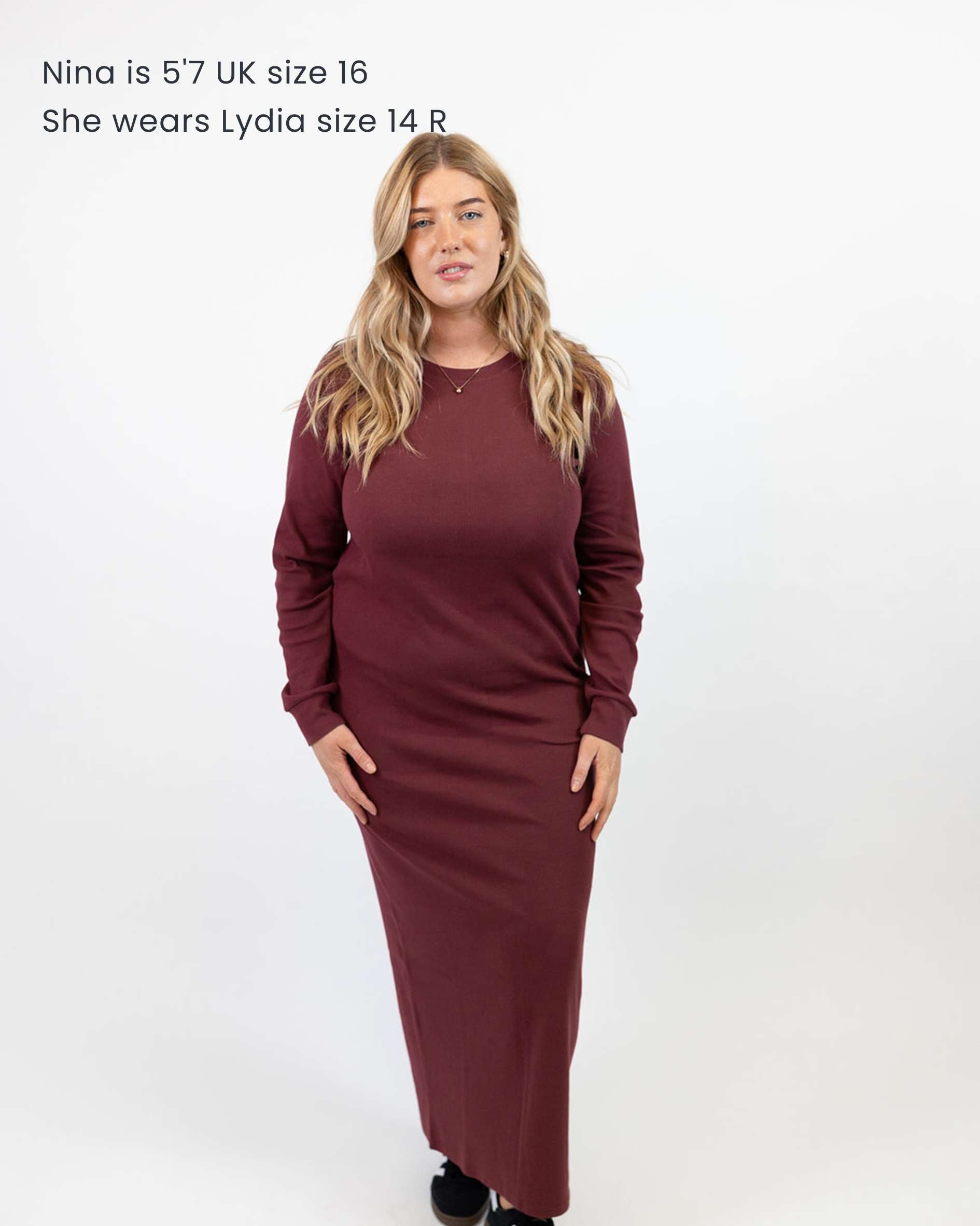 Lydia Women's Organic Cotton Crew Neck T-Shirt Dress Burgundy Rib | Ivy Clothing Lydia Women's Organic Cotton Crew Neck T-Shirt Dress Burgundy Rib | Ivy Clothing