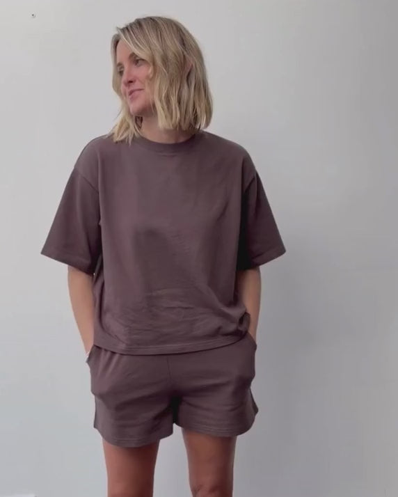 Lily Organic Cotton Mocha Co-ord T-Shirt - product video
