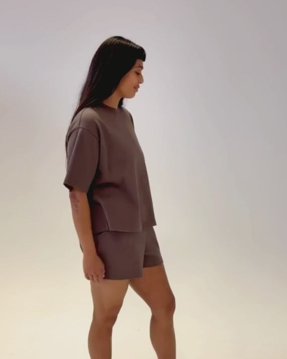 Lily Organic Cotton Mocha Co-ord T-Shirt - product video