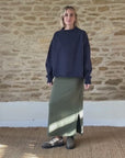 Shop dark olive jersey skirt with side splits - product video