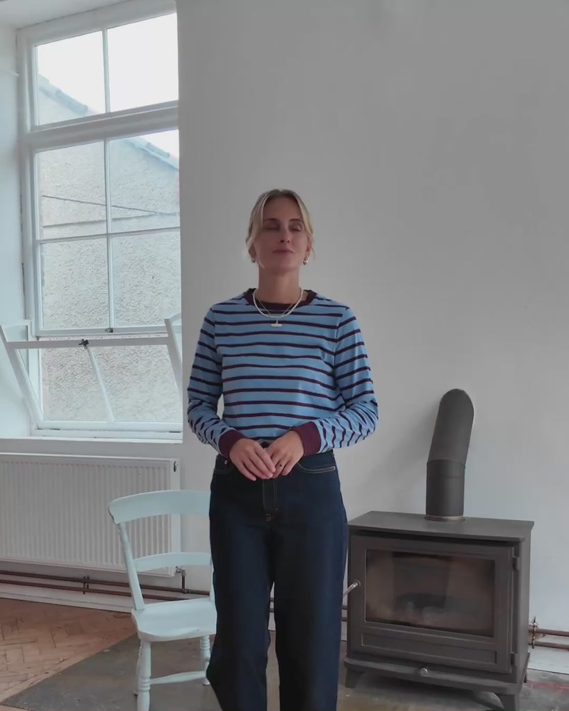 audrey blue and plum breton t shirt