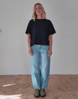short sleeve crop navy top