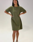 Emma Organic Cotton Olive T-Shirt Dress - product video