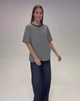 Thia Midweight Organic Cotton Black Fine Stripe T-Shirt product video