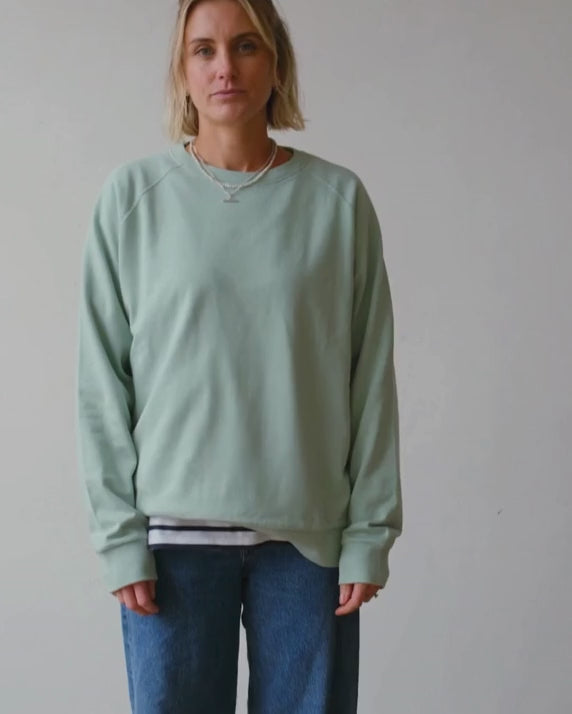Nancy Oversized Organic Cotton Seafoam Sweatshirt product video
