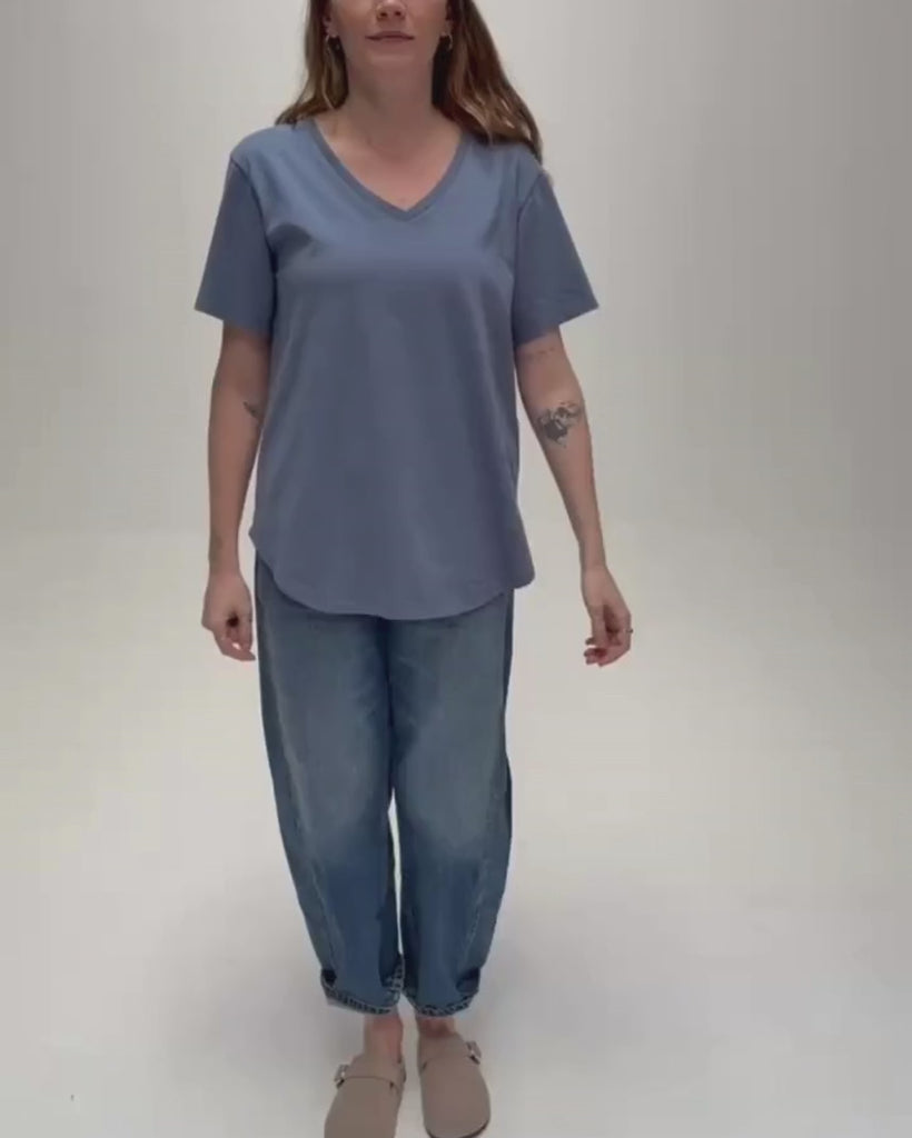Dotty V Organic Cotton Slate Blue T-Shirt product video