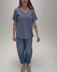 Dotty V Organic Cotton Slate Blue T-Shirt product video