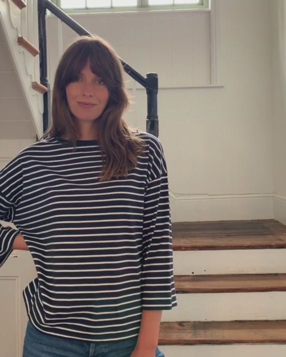 breton t shirt in white and navy