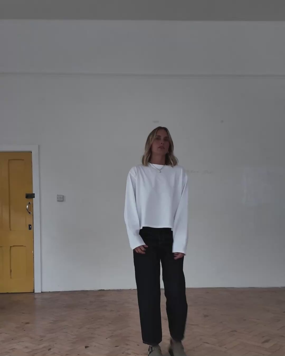 long sleeve white top