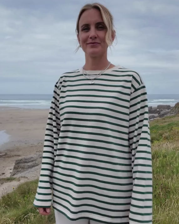 Arabella Organic Cotton Green Breton Top - beach video