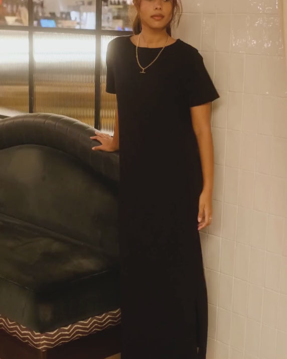 Elle Semi-Fitted Organic Cotton Black Dress video