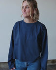 Hannah Long Sleeve Midweight Organic Cotton French Navy T-Shirt - shop now