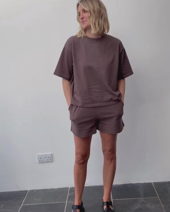 Sophie Organic Cotton Mocha Co-ord Shorts - product video