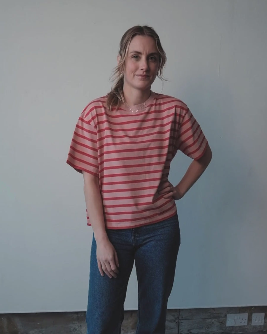 pink stripe t shirt