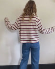 Hannah Long Sleeve Midweight Organic Cotton Vanilla Multi Stripe T-Shirt video