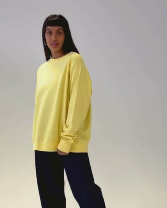 Nancy Oversized Organic Cotton Lemon Sweatshirt - product video