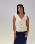Anna Button Through Organic Cotton Ecru Vest product video
