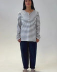 Jules Midweight Slub Organic Cotton Airforce Breton Henley top - product video