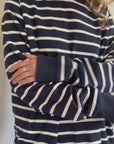Navy and Ecru Breton oversized sweatshirt in organic cotton - video