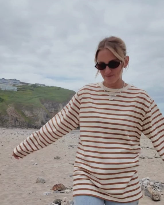 Arabella Organic Cotton Toffee Breton Top - beach video
