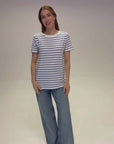 Mabel Low Crew Organic Cotton Cornflower Breton T-Shirt product video